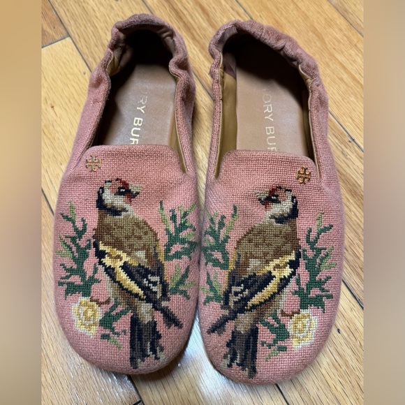 Tory Burch Shoes - Tory Burch Pink Loafers with Bird Embroidery Used Sz 8 Women